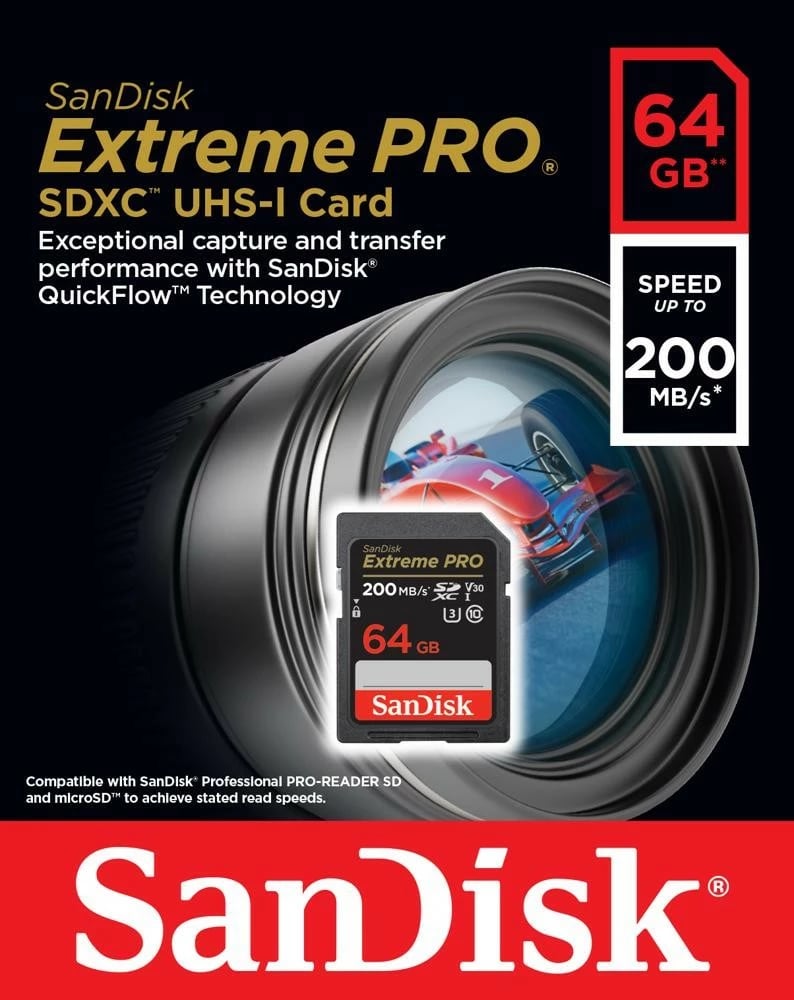 Kartelë memorie SanDisk Extreme Pro SDXC 64GB, 200/90 MB/s