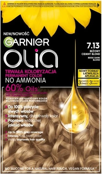 Ngjyrë për flokë për femra Garnier Olia 7.13 Bezhë e errët bionde