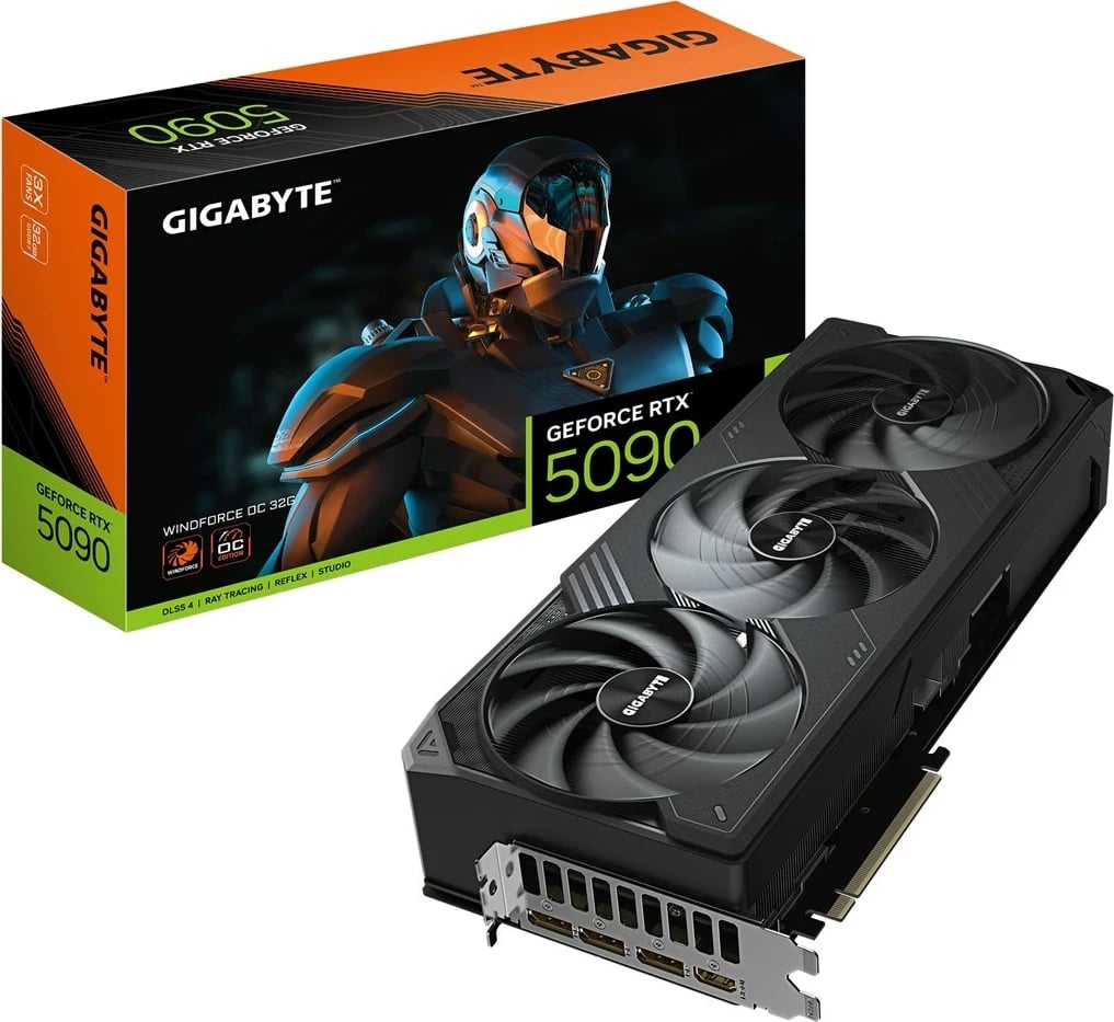 Kartelë grafike Gigabyte GeForce RTX 5090 WINDFORCE OC 32G, 32GB GDDR7, PCI-E 5.0, E zezë