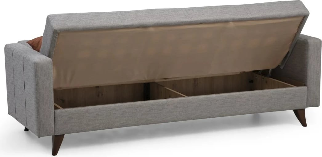 Divan-krevat treshe, ngjyrë gri e çelët, Polya