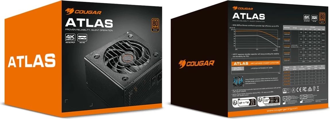 Furnizues energjie Cougar ATLAS 550W, 80 Plus Bronze, i zi