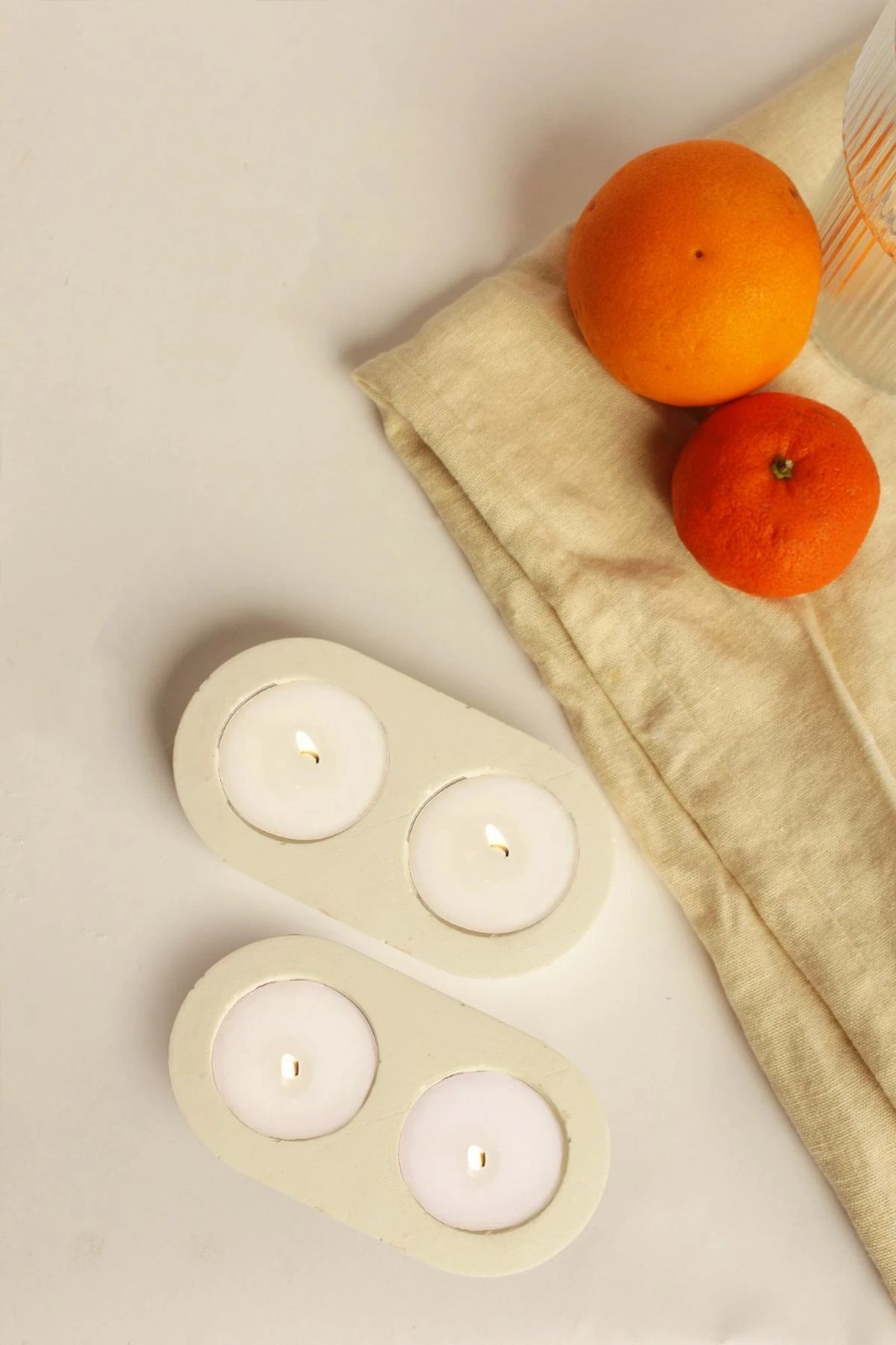 Set qirinjësh dekorativ prej betoni, 2 copë, ngjyrë e bardhë, Evila Originals, për tealight