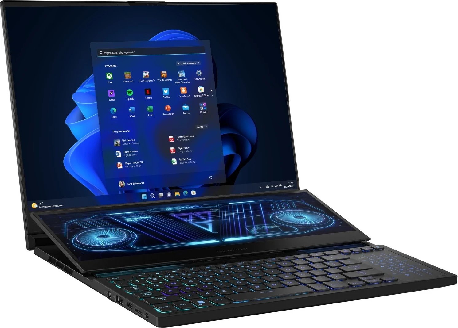 Laptop Asus ZROG Zephyrus DUO 16, 16", AMD Ryzen 9, 32GB RAM, 2TB SSD, NVIDIA GeForce RTX 4080, i zi Laptop Asus ZROG Zephyrus DUO 16, 16", AMD Ryzen 9, 32GB RAM, 2TB SSD, NVIDIA GeForce RTX 4080, i zi