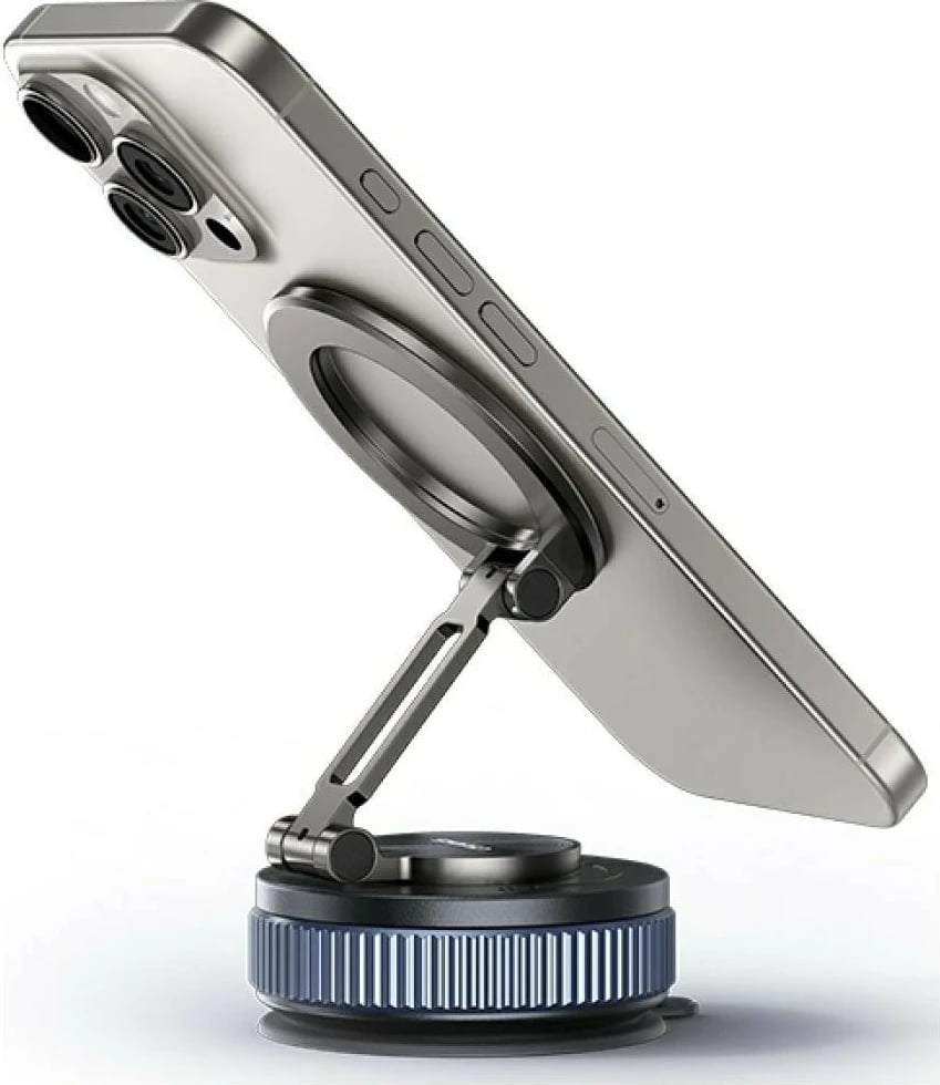 Mbajtës magnetik për makinë, USAMS ZJ084, montim në grilë ajrimi, rrotullim 360°, për celularë 4–7", me 2 pllaka metalike, zi