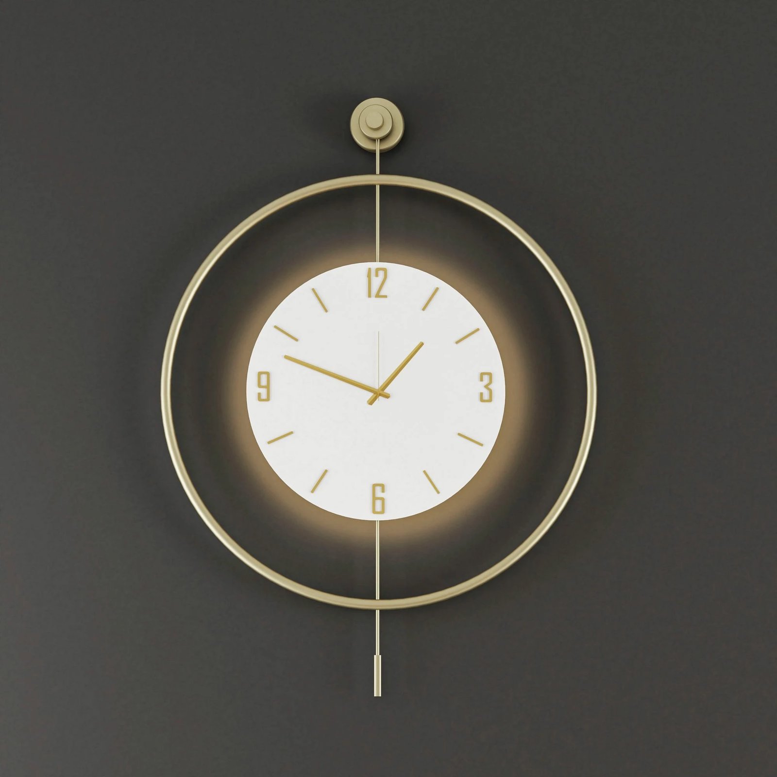 Orë muri dekorative metalike, ngjyrë ari, Wallity, Mclock-00134