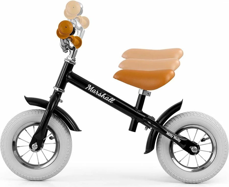 Biçikletë pa pedale, Milly Mally, Marshall Air, rrota 10" të frymëshme, kornizë çeliku, ulëse e timon të rregullueshëm, ngarkesë 20 kg, e zezë