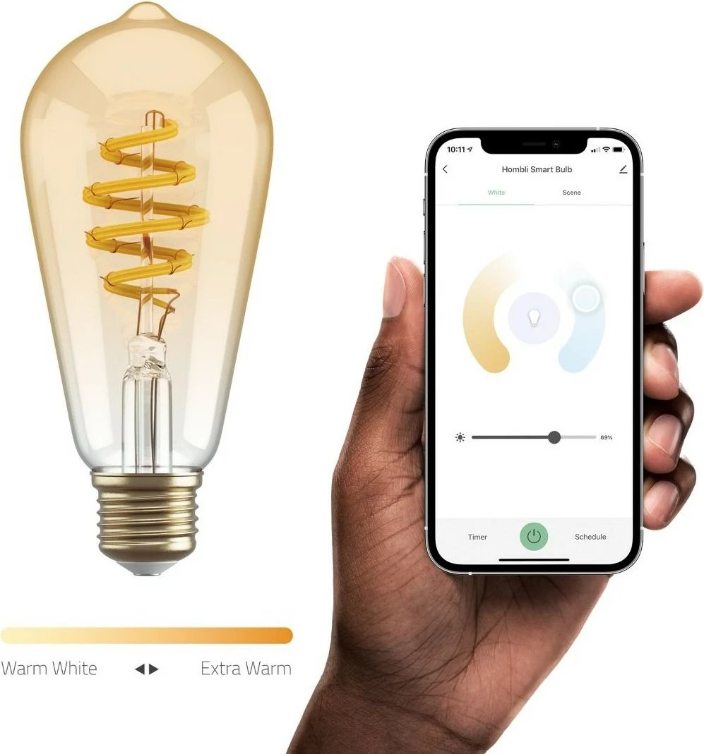 Llambë smart Hombli HBEB-0212, Wi-Fi, ST64, E27, Gold