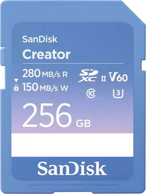 SD kartelë Sandisk Creator 256GB UHS-II, blu