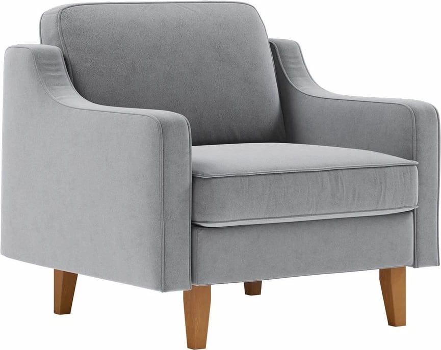 Karrige një vendëshe Robin, ngjyrë gri mjegull, këmbë dru arre