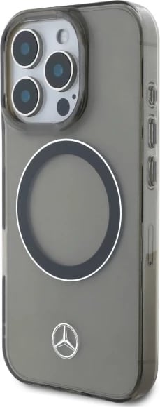 Mbështjellës Mercedes Silver Ring MagSafe për iPhone 16 Pro Max, Zi