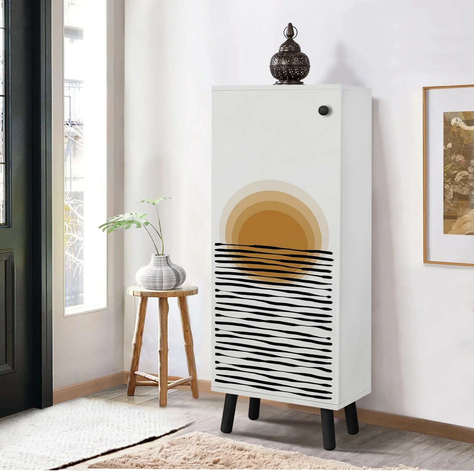 Dollap për këpucë Skye Decor, Vegas - SB 945, bardhë/zi