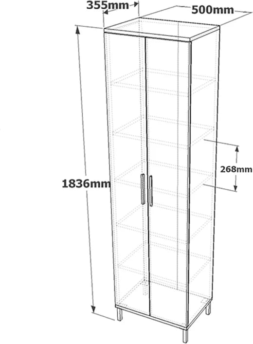 Kabinet kolonë Cambi, ngjyrë kafe-antracit, 50x35.5x183.6cm