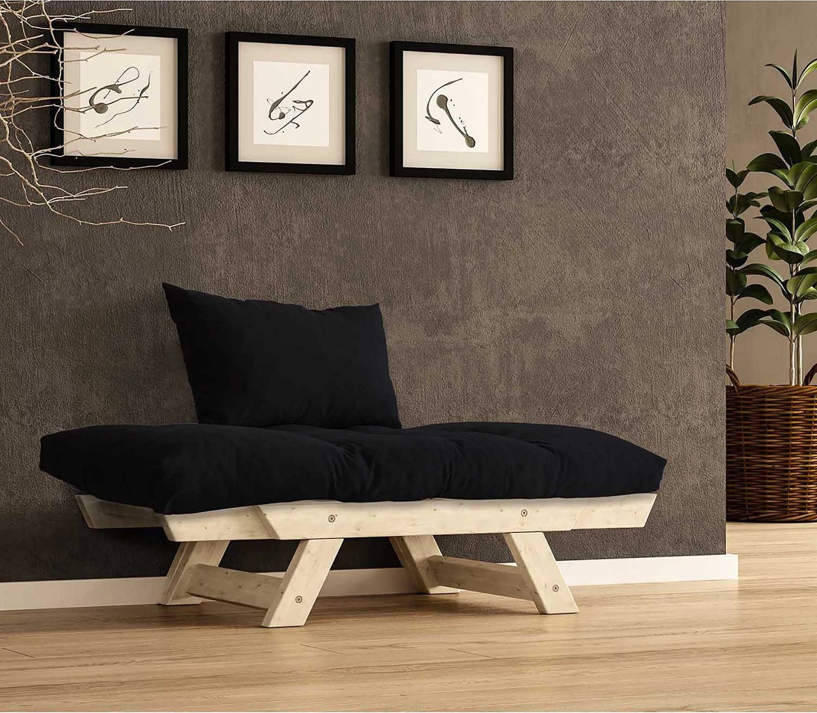 Karrige për kopsht një vend, Skye Decor, natyrale/zezë, CPT8149-140