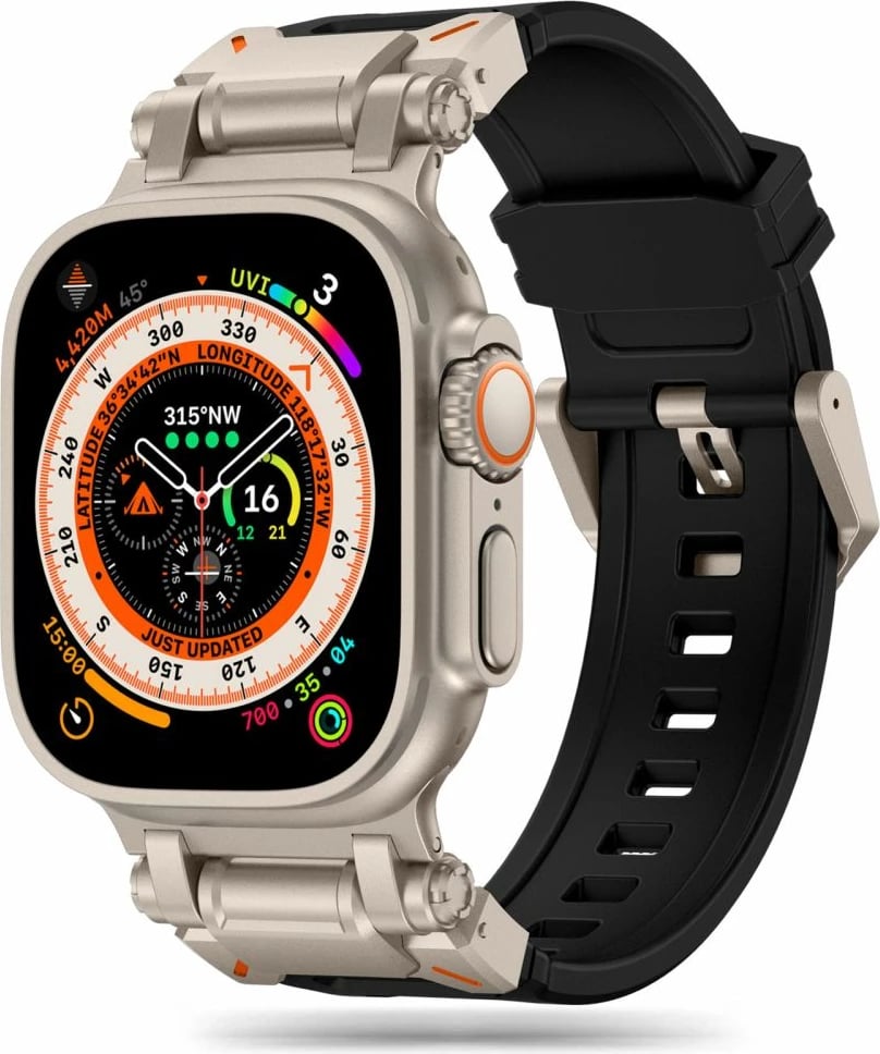 Rrip për Apple Watch Tech-Protect Delta Pro, TPU, 42/44/45/49 mm, Zi-Titanium