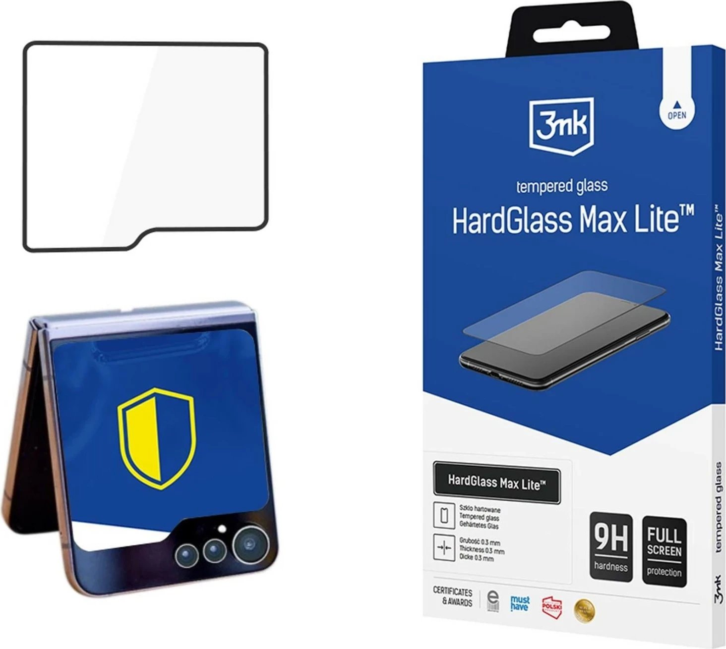 Mbështjellës xhami 3MK HardGlass Max Lite, Samsung Galaxy Z Flip 6, i zi