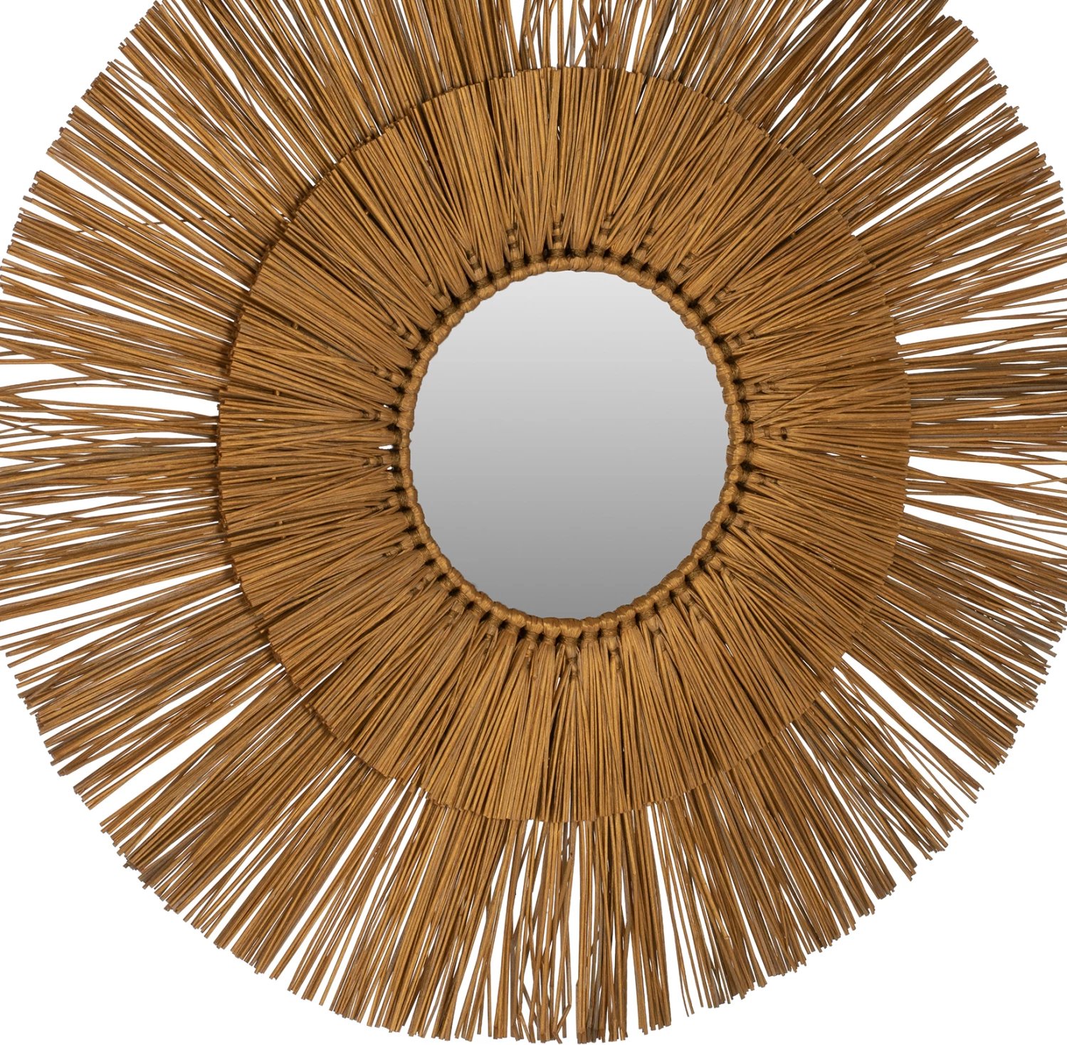 Pasqyrë muri rrethore me kornizë bari Mendong ngjyrë ari Φ65cm.FH7801