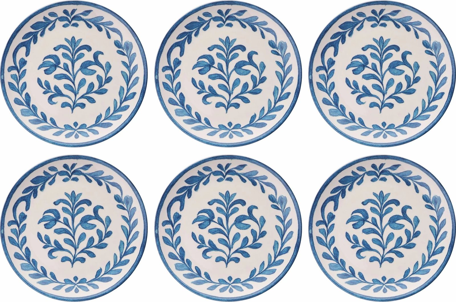 Set pjatash shërbimi (6 copë), Hermia Concept, ngjyrë blu e bardhë