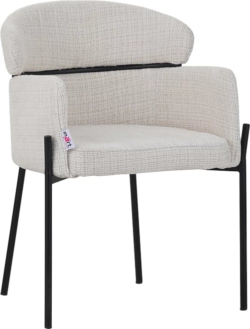 Karrige Tolerse Inart, pëlhurë bezhë, këmbë metalike të zeza, 58x57x80cm