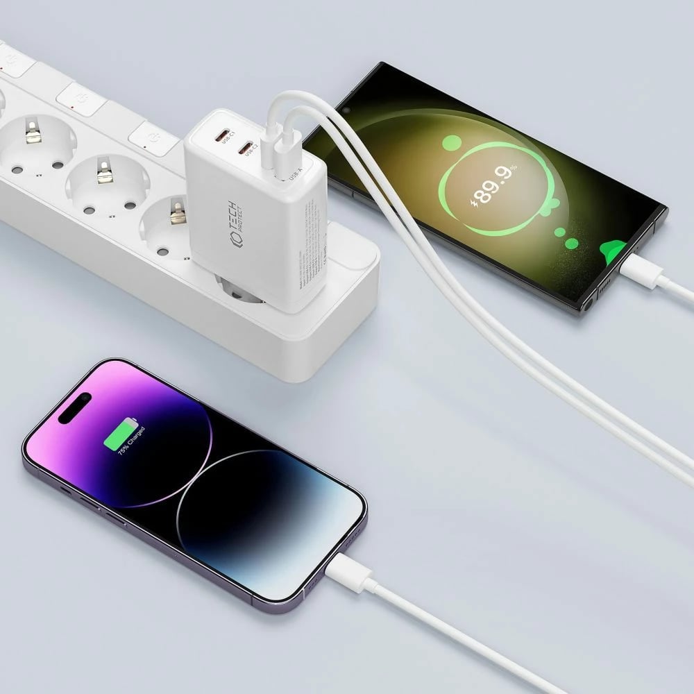 Karikues rrjeti Tech-Protect NC100W-GAN, 4 porta, 100W, USB-C/USB-A, i zi