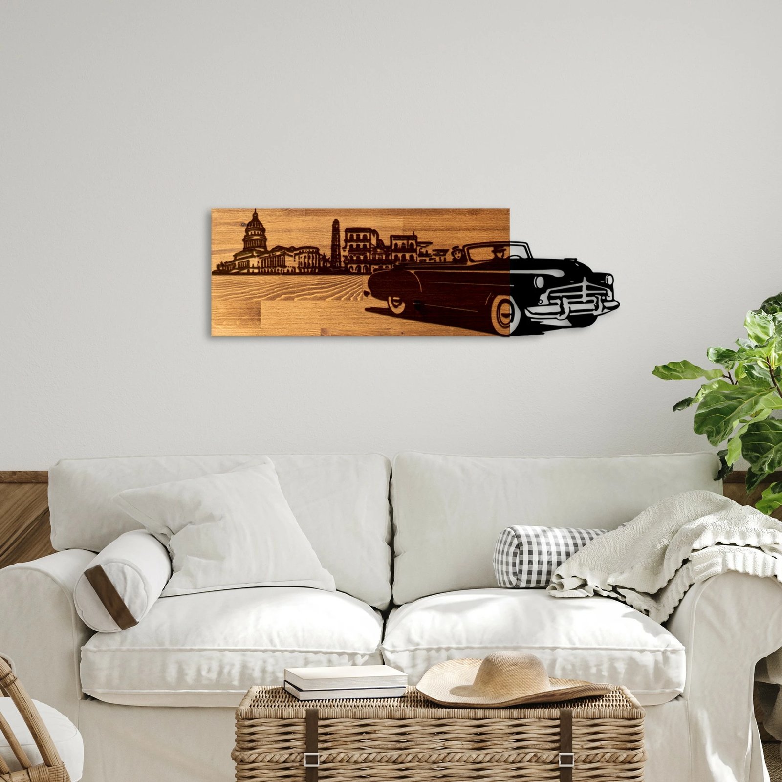 Aksesor dekorativ muri prej druri, stil klasik, ngjyrë arre dhe e zezë, Wallity