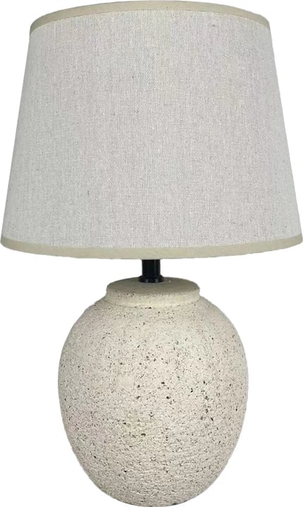 Llambë tavoline Lurata, bazë qeramike, abazhuri bezhë, Φ26x38cm