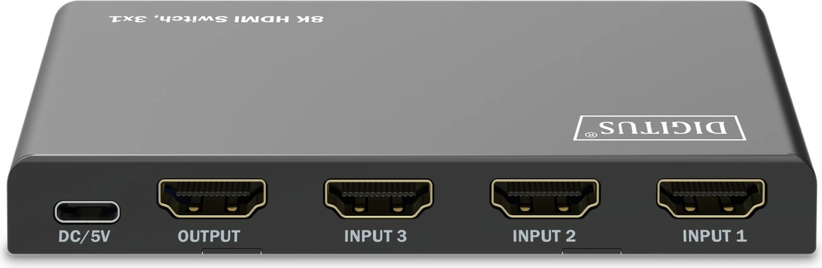 Switch HDMI Digitus 8K, 3x1, HDMI, USB Type-C, Metal, Ngjyrë e zezë