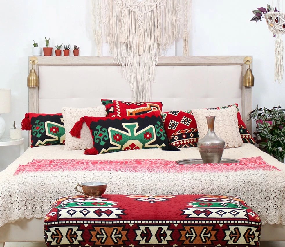 Jastëk dekorativ Esmeli v3, i kuq, Evila Originals, 50x50cm