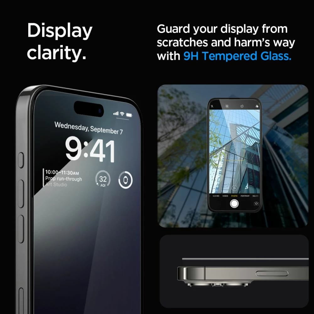 Xham mbrojtës Spigen Glas.tR EZ Fit FC për iPhone 15 Pro Max, i zi