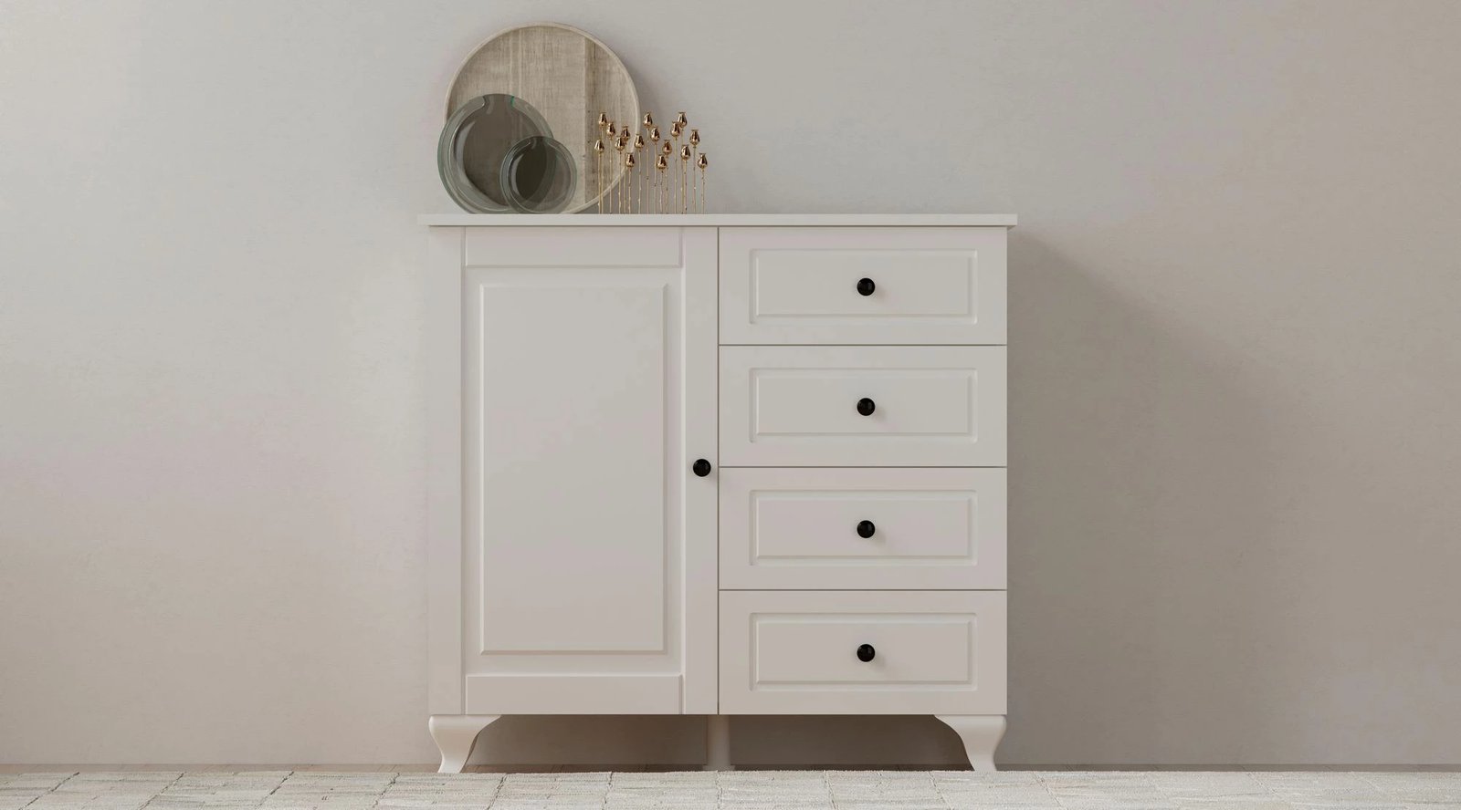 Komodë Skye Decor, ngjyrë e bardhë mat, Rb-044-01