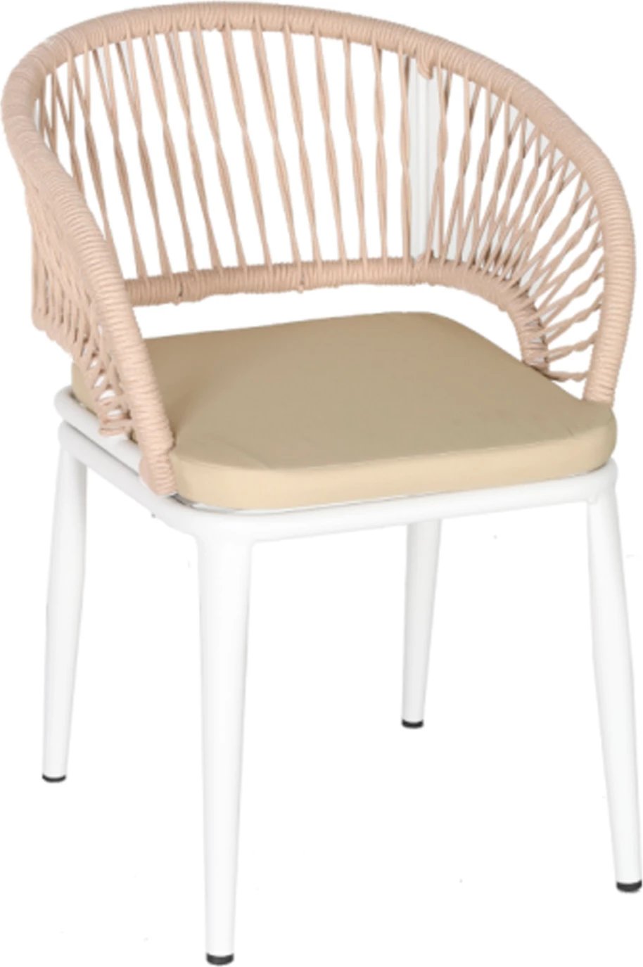 Karrige alumini MAGNET FH6287.02, kornizë e bardhë, litar P.E. në bezhë, 58x63x82Hcm, set prej 4 copash