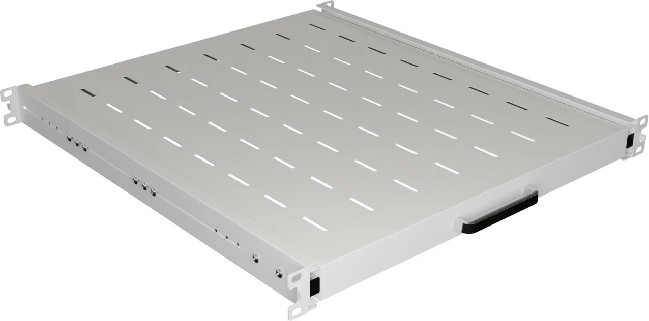 Raft tërheqës për kabinet RACK 19", Lanberg, AK-1021-S, 1U, thellësi 500 mm, ngarkesë 35 kg, gri RAL 7035
