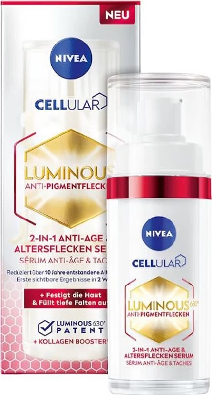 Serum anti-moshë për fytyrë Nivea Cellular Luminous 630 për femra, 30ml Serum anti-moshë për fytyrë Nivea Cellular Luminous 630 për femra, 30ml