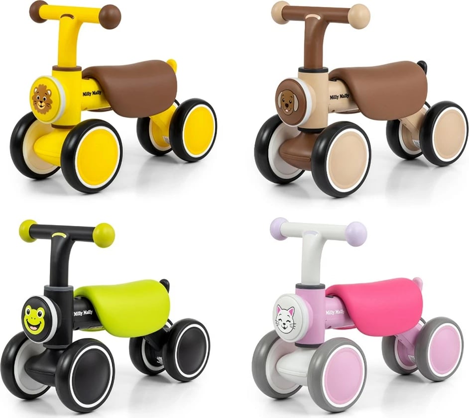 bicikletë balancuese fëmijësh, Milly Mally, York, 4 rrota, dritë LED dhe tinguj, 12–36 muaj, deri 25 kg, jeshile