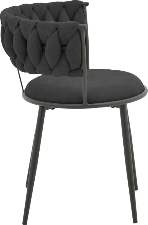 Karrige të ulëta Alkia I, set prej 2 copë, stof i zi, këmbë metalike të zeza, 57x58.5x72cm