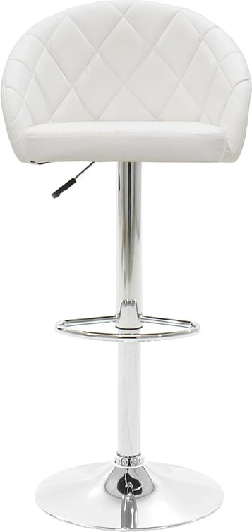 Karrige për bar Balina, lartësi e rregullueshme, lëkurë sintetike e bardhë, metal kromi, 52x53x109cm, set prej 2 copësh