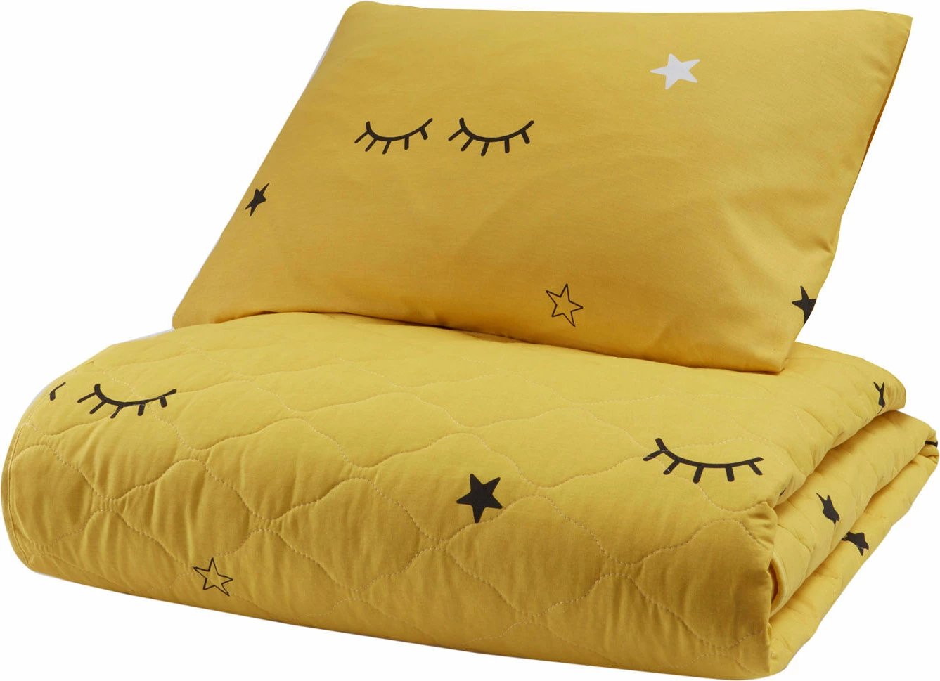 Set mbulesë krevati dopio Ranforce, Dide, e verdhë/zezë