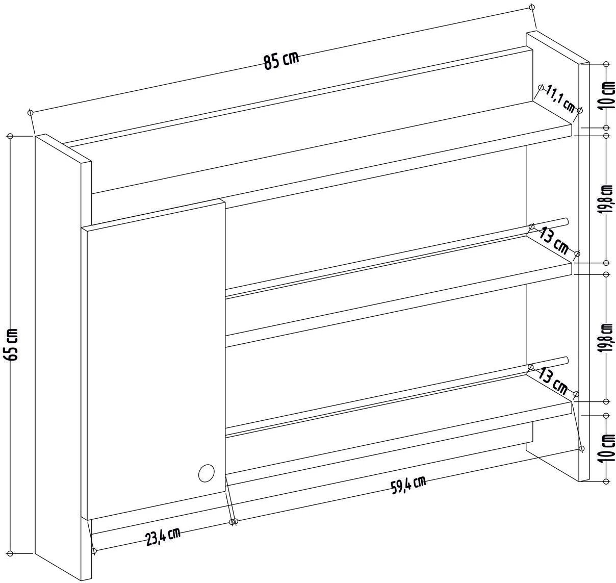 Raft kuzhine, ngjyrë lisi, Skye Decor, Knerr