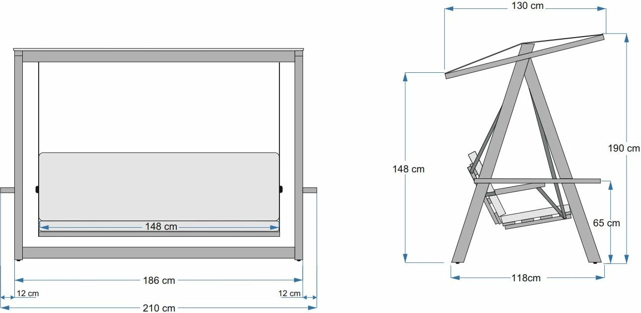 Karrige lëkundëse treshe për kopsht, ngjyrë deve, Skye Decor, Riva 2100