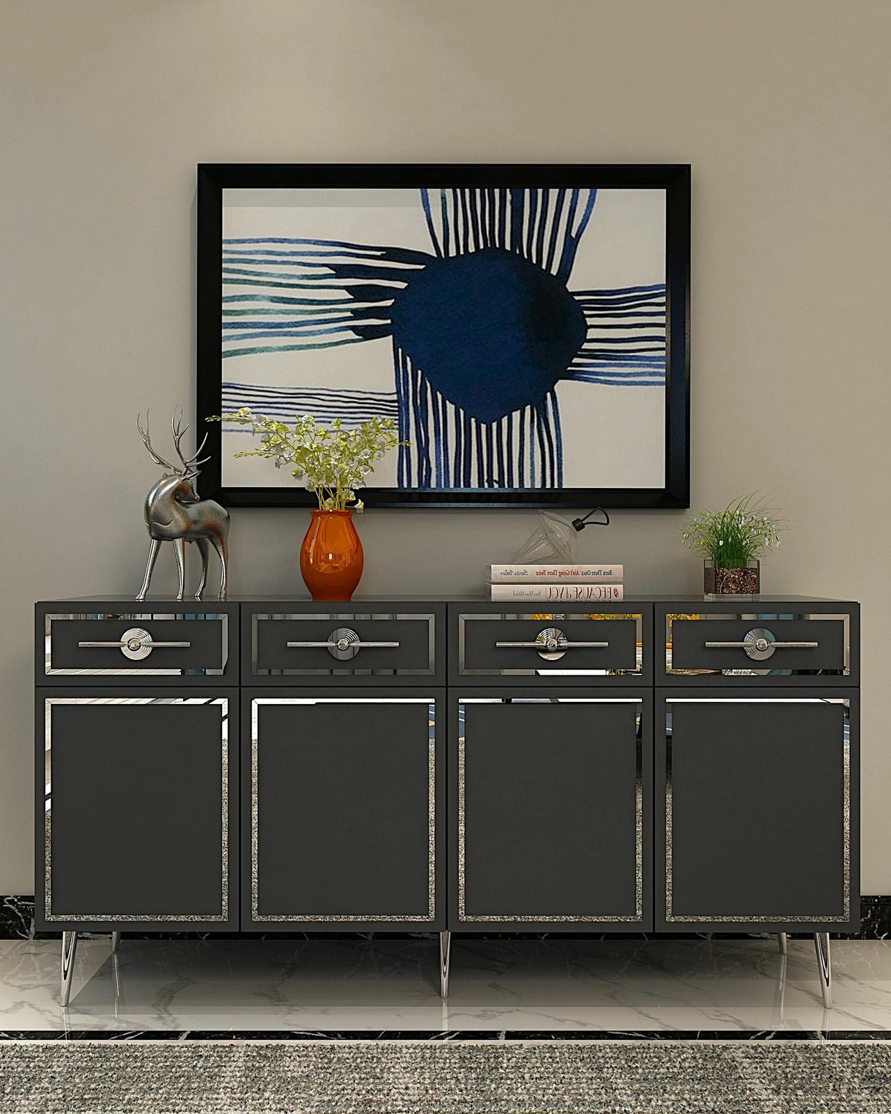 Konsol Skye Decor, Belly KB150, antracit, argjend