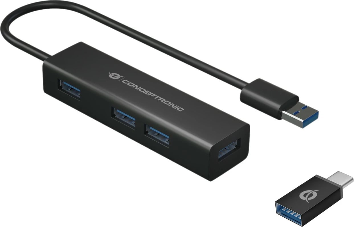 USB hub Conceptronic 4 porta, USB-A 3.0/C, i zi