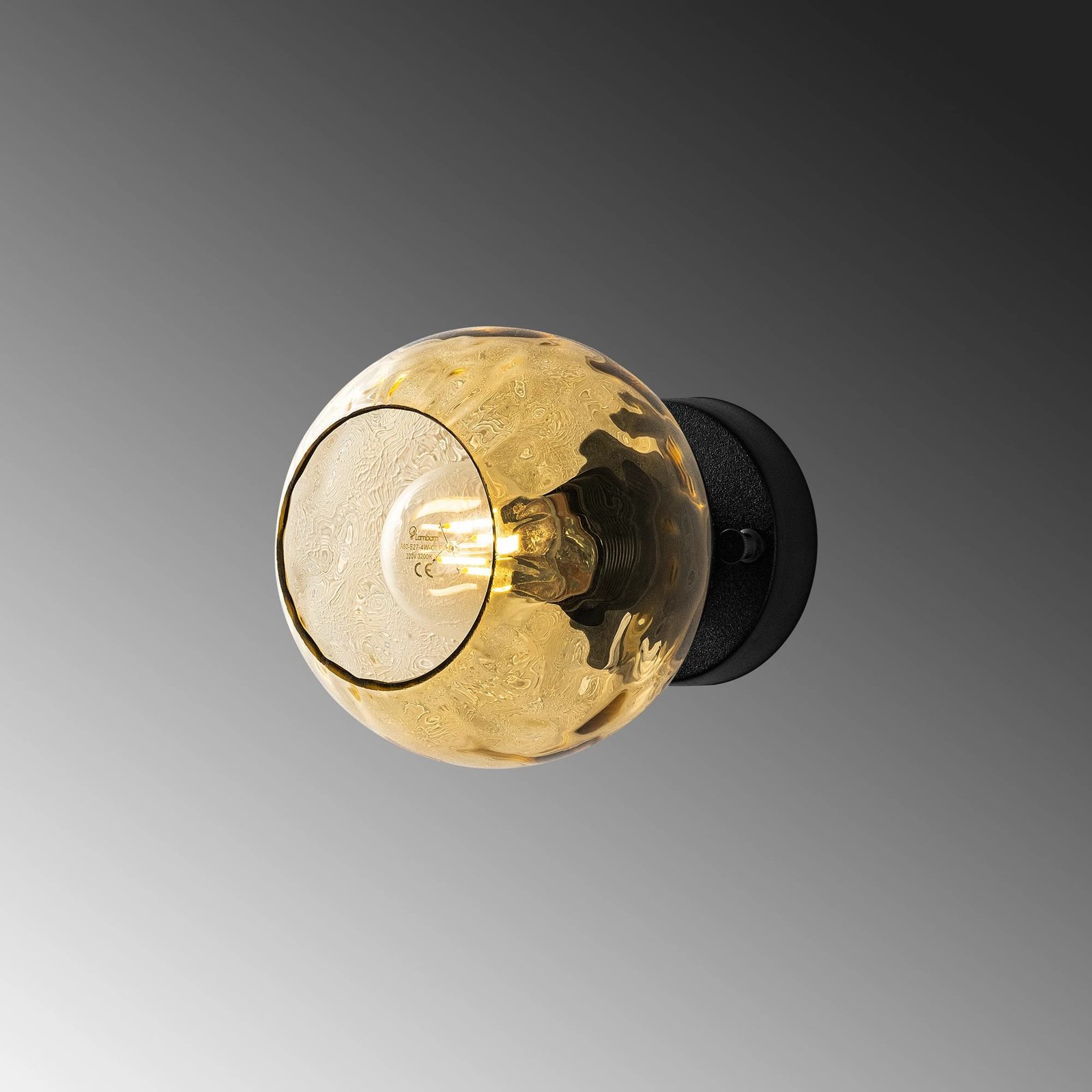 Llambë muri Opviq, Benek - 15 - 14394, metal e qelq, e verdhë dhe e zezë, 15x18x15 cm