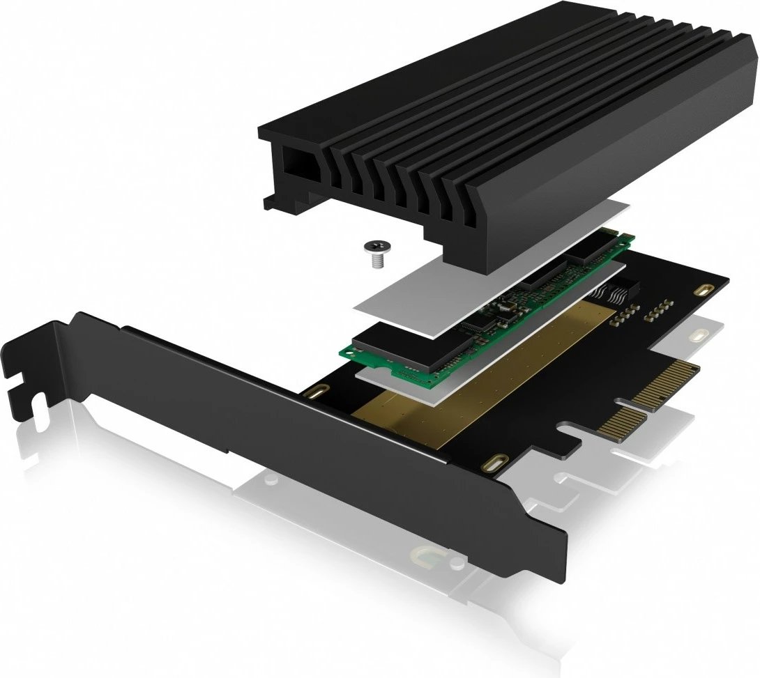 Kartë zgjerimi PCIe IcyBox IB-PCI214M2-HSL me slot M.2 NVMe, me disipator, LED blu