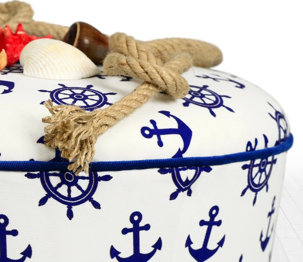 Puf për fëmijë, dizajn marin, blu dhe bardhë, Cunda Atelier del Sofa
