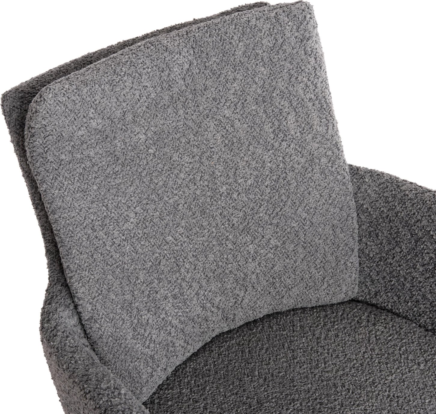 Karrige për ngrënie me rrotullim, pëlhurë boucle gri, këmbë metali, 62x60x90cm