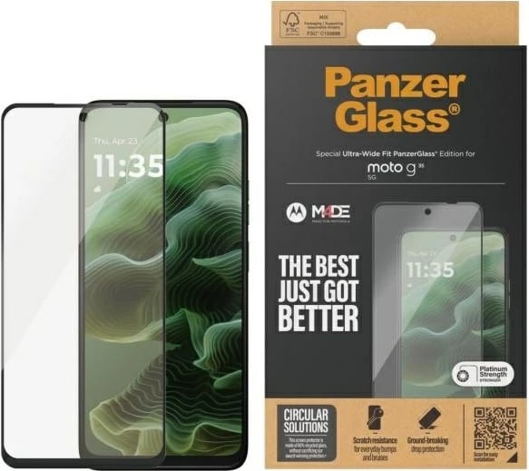 Mbrojtës ekrani PanzerGlass për Motorola Moto G35 5G, Ultra-Wide Fit, xham i fortë