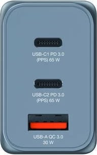 Karikues muri Verbatim GNC-65 32201, 65W, 2x USB-C PD, 1x USB-A QC, me adapter EU/UK, Gri