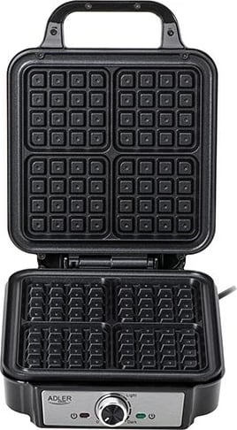 Hekur për waffle Adler AD 3083, 1800 W, Katër waffle, Argjendtë