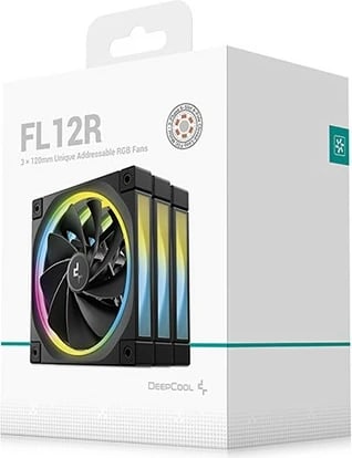 Ventilator kasë Deepcool FL12R-3 IN 1, 12 cm, ARGB, set prej 3 copë, zi
