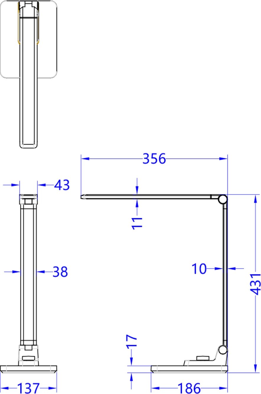 Llambë tavoline LED profesionale, ngjyrë gri, BLAIN PRO FH4458.07, 35,6x43,1H cm
