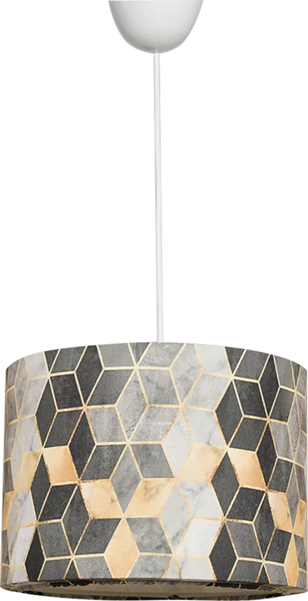 Llambë tavani varëse, metal dhe pëlhurë, gri dhe e verdhë, FH7370, 28x28x65 cm